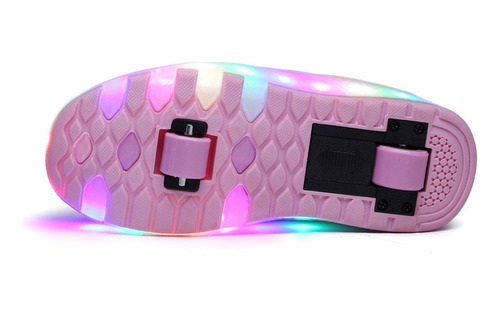 Tenis Patin Led Con 2 Ruedas. Zapato Patin Luces Carga Usb