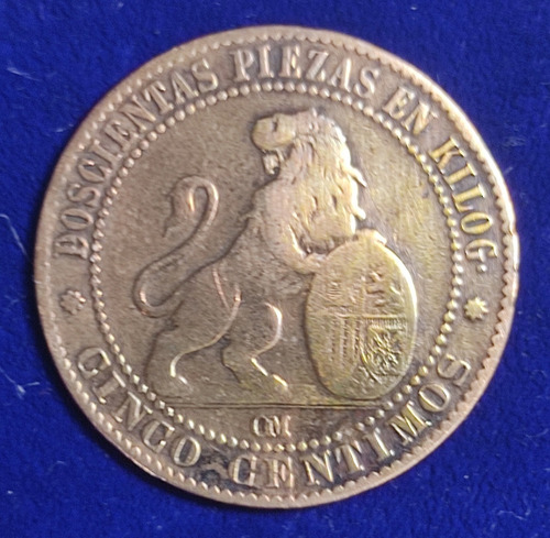 Moneda De Cobre Española De 1870 (cinco Céntimos) Barcelona