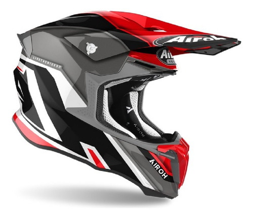 Casco Airoh Cross Twist 2.0 Shaken Gris Rojo