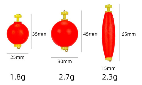 3 X 10 Flotadores De Pesca Flotadores De Espuma 35x25mm Rojo