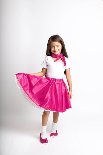 Disfraz Vaselina 80's Falda Rock & Roll Fucsia Mediana(5-6años)