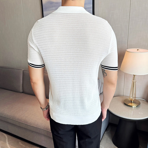 Polo De Punto De Alta Elasticidad Para Hombre, Seda Helada,