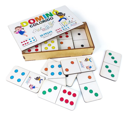 Dominó Jogo Educativo Pedagógico Mdf Tradicional 28pcs