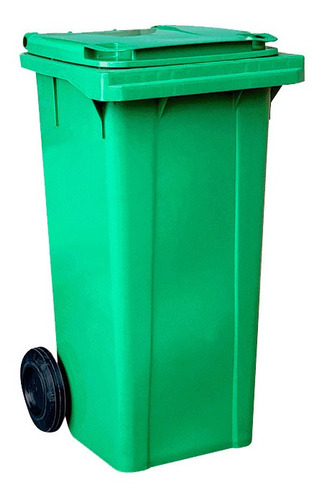 Lixeira Carrinho Coletor 120 Litros Contentor De Lixo Verde