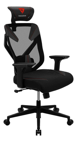 Cadeira de escritório ThunderX3 YAMA3 gamer ergonômica  preta e vermelha com estofado de couro sintético y mesh
