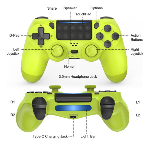 Mando Inalámbrico Choopp Para Ps4 Electric Yellow, Paquete D