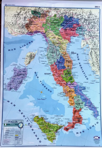 Mapa De Italia 84 X 59 Cm Varillado Simple Faz