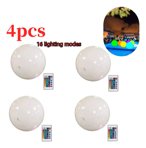 4 Bolas De Lámpara Para Piscina, Playa Y Césped, 16 Colores