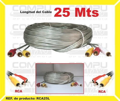 Cable Rca 3x3 Desoxigenado 25 M Ref: Rca25l Computoys Sas