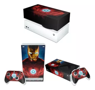 Kit Capa E Skin Para Xbox Series S Iron Man Homem De Ferro