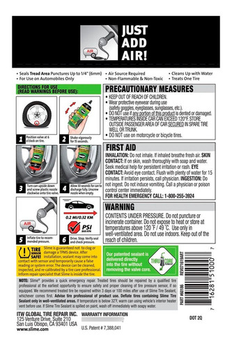 Sellador De Emergencia Para Neumaticos Auto Suv Slime X 510g
