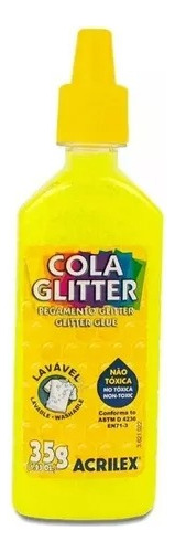 Cola Glitter Lavável Não Tóxica 35g Cores Acrilex Kit 06 Un Cor Sortidas