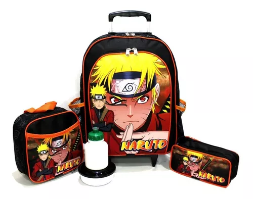 Kit mochila e estojo grande padrão escolar Naruto uzumaki versão