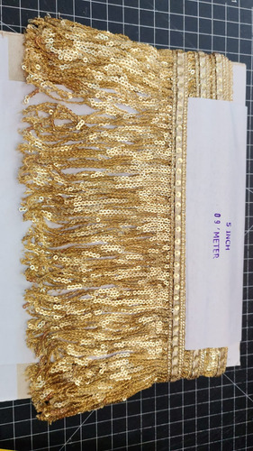 Fleco De Lentejuela 13cm X 9 Mts Oro Viejo