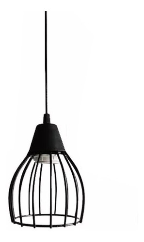 Lampara Colgante Vintage 1 Luz Jaula Negra