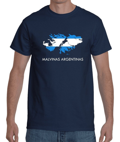 Imagen 1 de 2 de Remera Islas Malvinas Argentinas Homenaje Algodon Azul 
