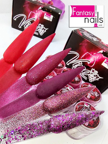 Gama 6 Acrílicos, A , Uñas Esculturales Fantasy Nails Color Vino