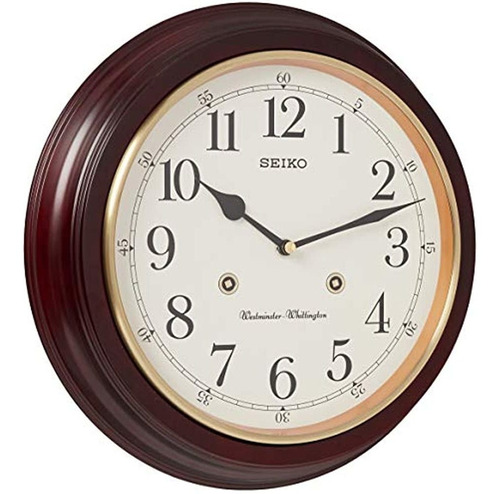 Reloj De Pared Seiko Redondo De 12  Con Acabado De Grano De 