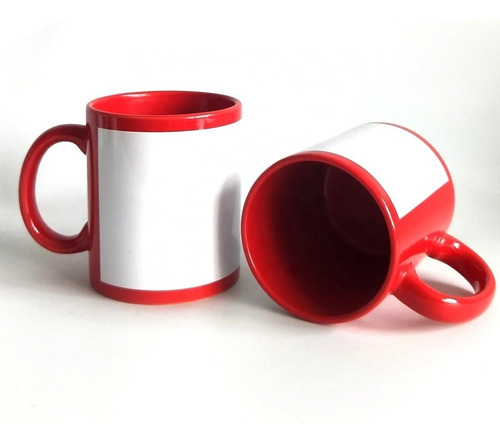 Tazón Taza Roja Con Parche Para Sublimar O Estampar 11oz