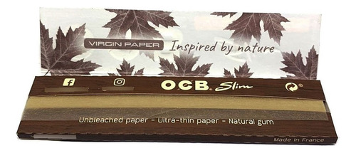 Libreta Ocb de seda virgen marrón marrón marrón con forma de caja king size, delgada, 50
