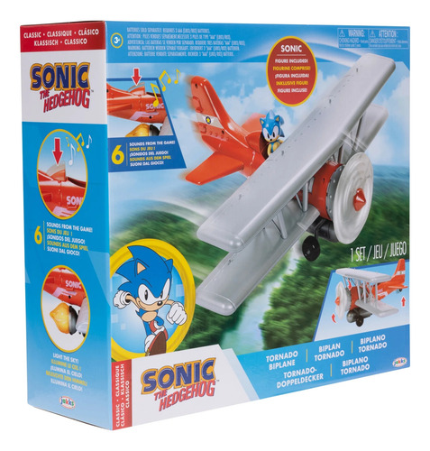 Juguete Sonic The Hedgehog Avión Biplano Tornado Figura Colo Rojo