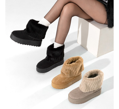 Botin Casual Mujer Vintage Moda Gamuza Con Felpa Weide Sl23