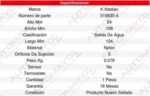 Toma Agua B4000 V6 4.0l 98 Al 01 K-nadian 8627013
