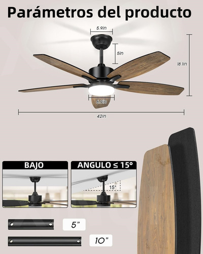 Ventilador Silencioso De 5 Aspas Para Interior/exterior Con