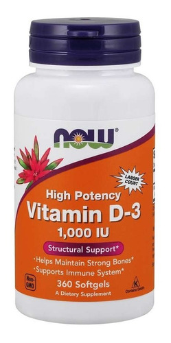 Suplemento en softgels NOW  NOW Foods Vitamina D-3 1000 IU vitaminas