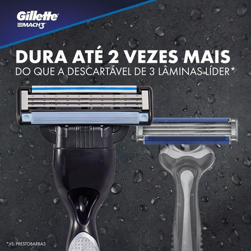 Gillette Mach3 Carga Lâmina Barbear 4 Unidades