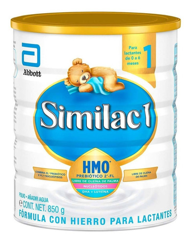 Leche de fórmula en polvo Abbott Similac 1 sabor neutro en lata de 1 de 850g - 0  a 6 meses