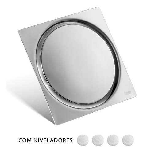 Kit 02 - Ralo Click De Inox 10x10 Cm + Porta Grelha Cromado