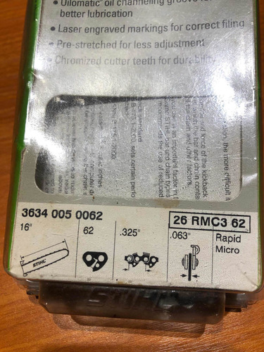 Repuesto Cadena Motosierra Stihl 16 Pulgadas 26 Rmc3 62 (Usado)