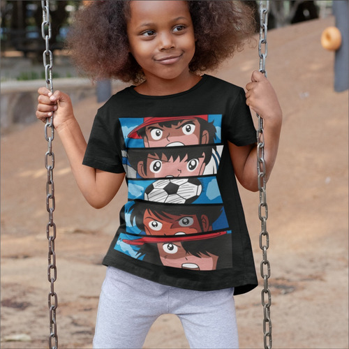 Remera Negra Para Niños Estampada De Supercampeones