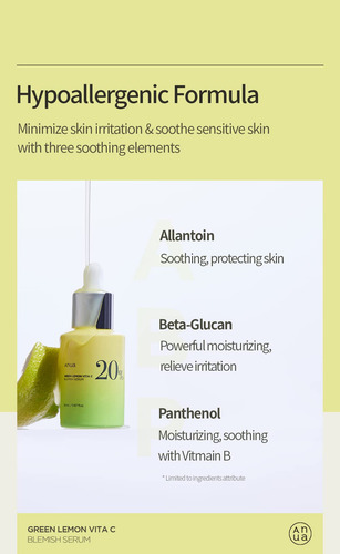 Sérum Anua Green Lemon Vitamina C Con Vitamina E, Ácido Hial