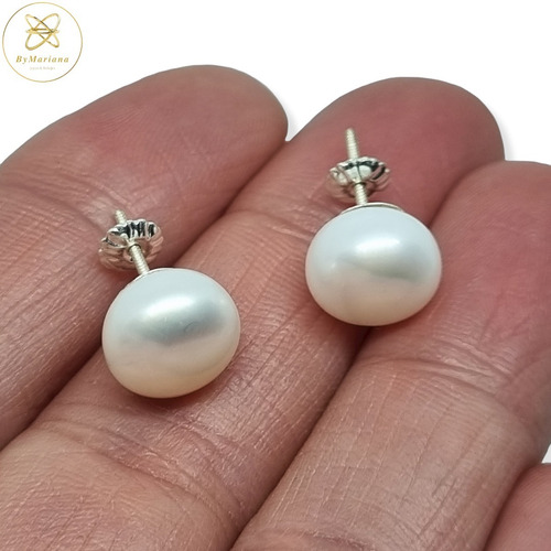 Aros Plata Perla Cultivada De Rio 10mm