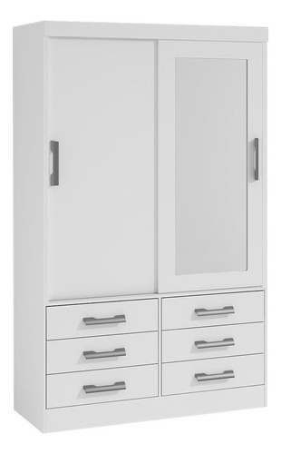 Guarda-roupa D'Doro Móveis Meridian 2P Plus cor branco de mdp com 2 portas  corrediças