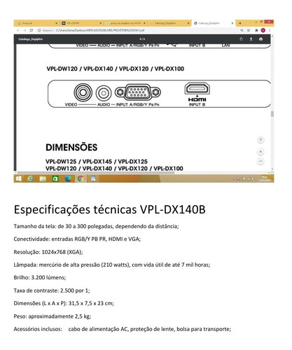 Projetor Sony Vpl-dx140b