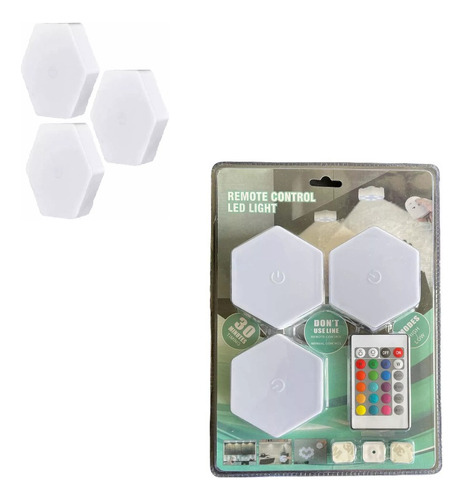 Set De 3 Luces Hexagonales Led Rgb Con Control Remoto A Pila