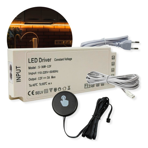 Kit Sensor Touch Para Madeira Mdf Porta + Fonte Drive 12v 3a