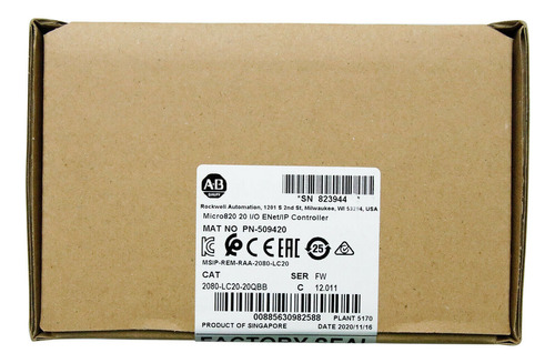 New Sealed Allen-bradley 2080-lc20-20qbb Micro820 20 I/o Bbs