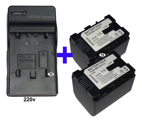 Cargador + 2 Bateria P/ Jvc Bn-vg121 Gz-e10 Ms150 E200 E220
