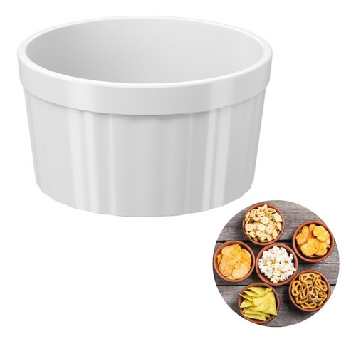 Ramequim Grande 220 Ml De Plástico Tigela Multiuso Coza Cor Branco Liso
