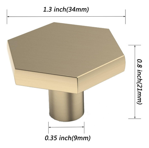 10 Jaladeras Hexagonales Latón Para Muebles Gabinete