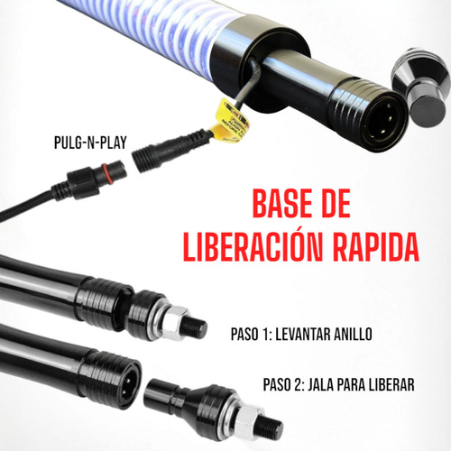 Par Antenas Bazuka Rgb Bluetooth Led Cob Para Rzr Y Can-am Estados Unidos 1.75 Pulgadas