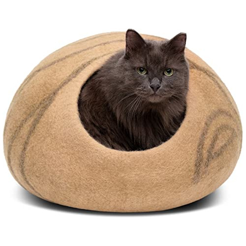 Meowfia Cama Tipo Cueva De Fieltro Prémium Para Gatos, Hecha