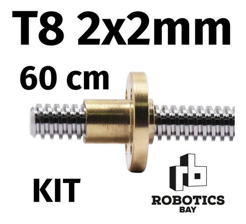 Kit Tornillo + Tuerca Thsl T8 2x2 600mm 60cm Varilla Acme