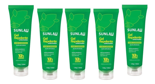 Kit Repelente Contra Insetos Sunlau Icaridina Gel 120mg 05un