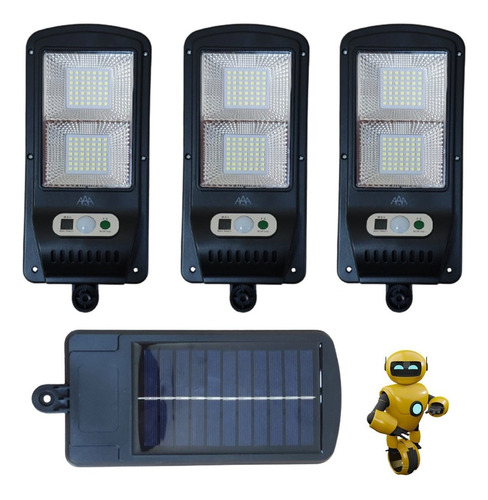 Imagem 6 de 9 de 4 X Mini Solar Luminária Poste Rua Led 40w C/sensor Luz Frio