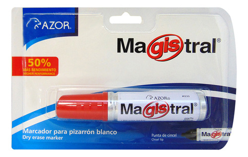 Marcador Para Pizarrón Blanco Azor Magistral Aluminio Rojo